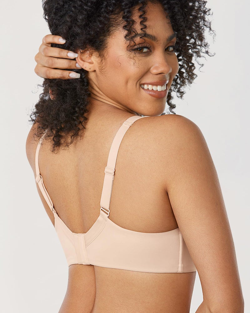 DELIMIRA Women's Balconette Bra Full Coverage Plus Size Tshirt Underwire Back Smoothing Seamless Bras Beige 34DD - Image 3